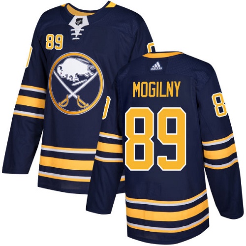 Men Adidas Buffalo Sabres 89 Alexander Mogilny Navy Blue Home Authentic Stitched NHL Jersey